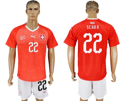 Switzerland #22 Schar Red Home Soccer Country Jersey - Click Image to Close